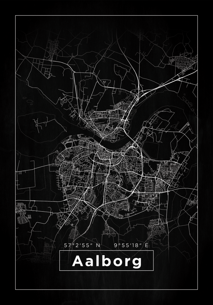 Karta - Aalborg - Svart Poster