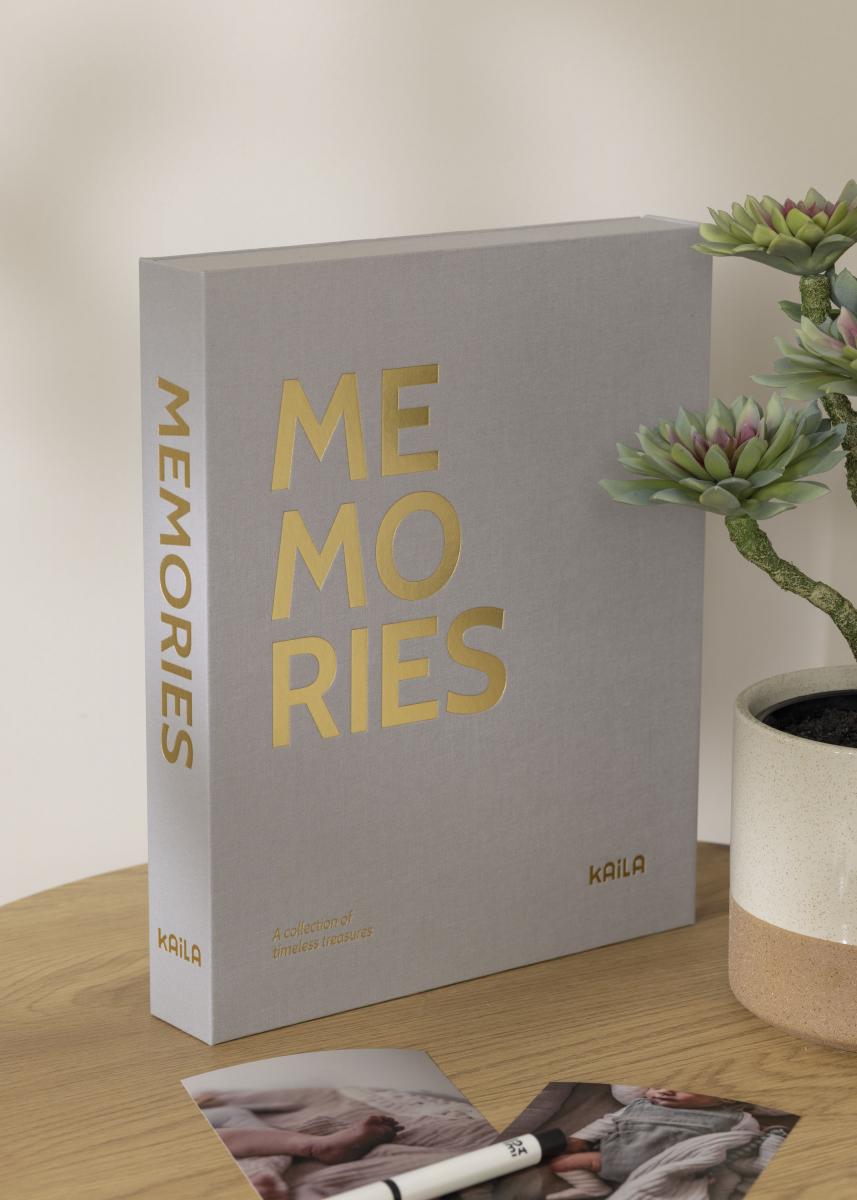 KAILA MEMORIES Grey - Coffee Table Photo Album (60 Svarta Sidor / 30 Blad)