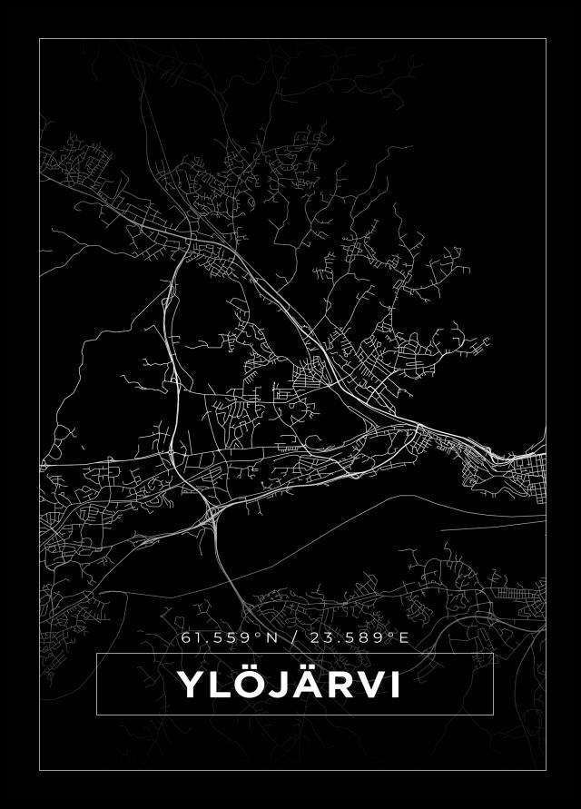 Karta - Ylöjärvi - Svart Poster