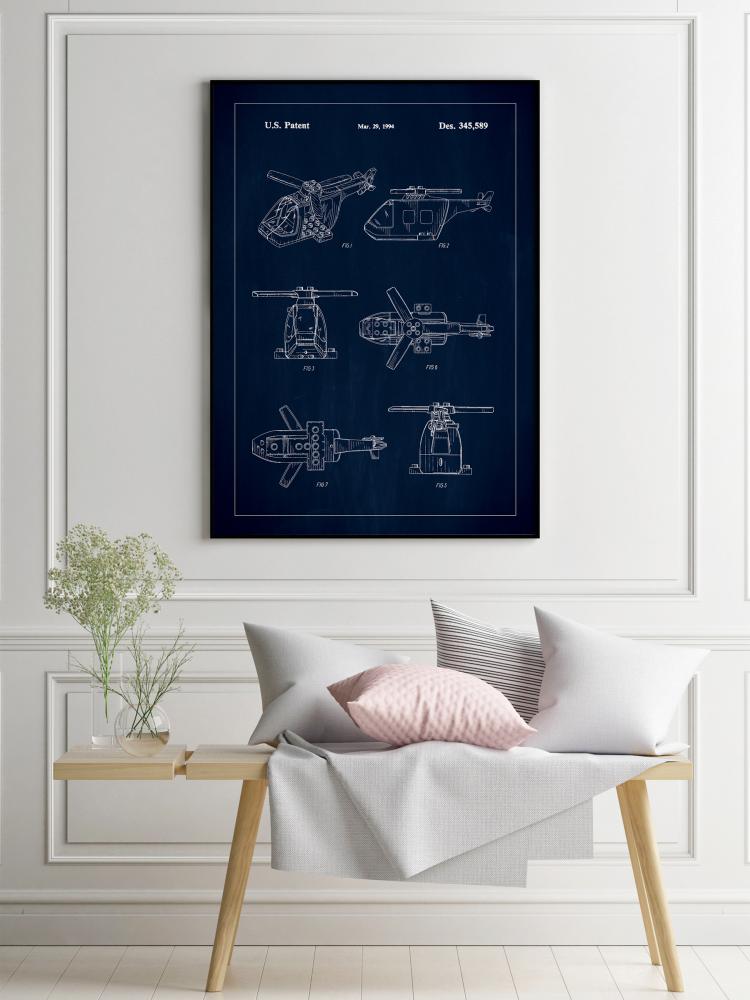 Patent Print - Lego Helicopter - Blue Poster