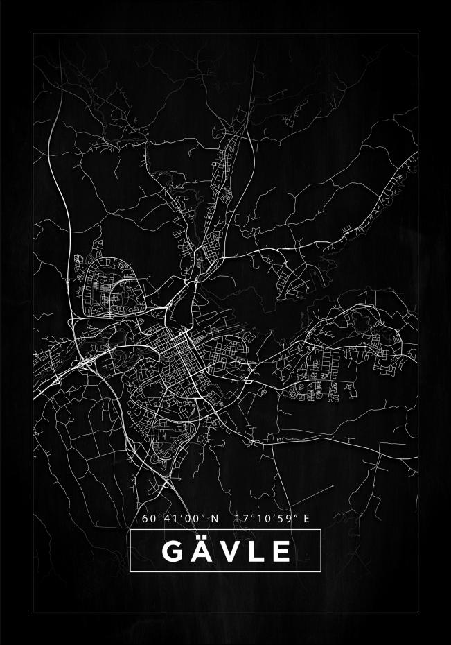 Karta - Gvle - Svart Poster