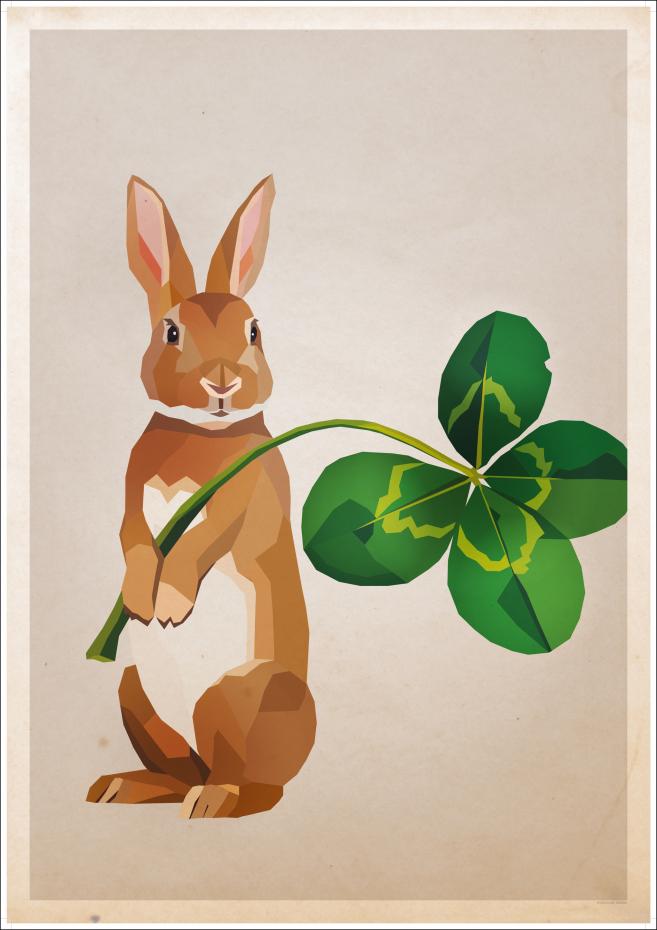 Rabbit with clover Poster