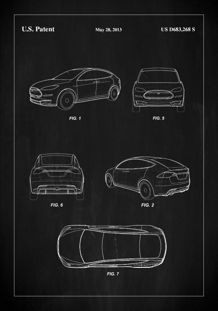 Patent Print - Tesla - Black Poster