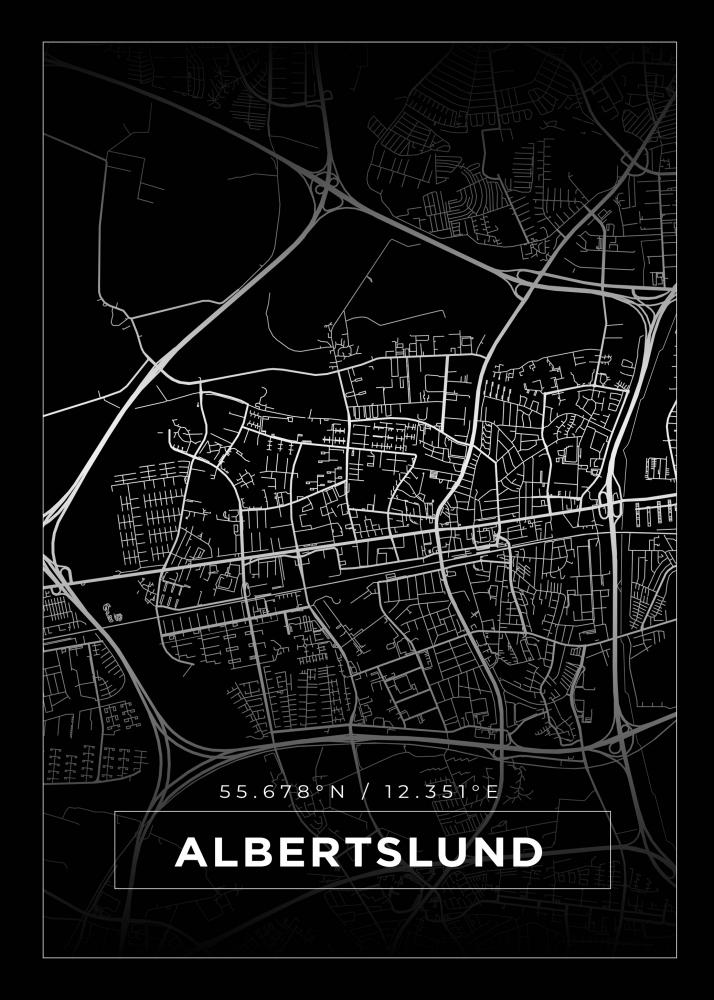 Karta - Albertslund - Svart Poster