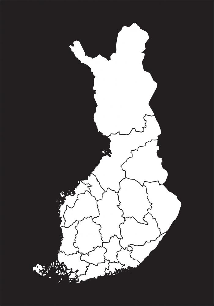 Karta - Finland - Vit Poster