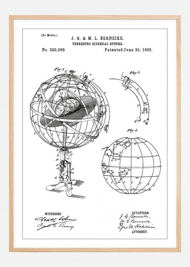 Patentritning - Astronomisk modell - Vit Poster