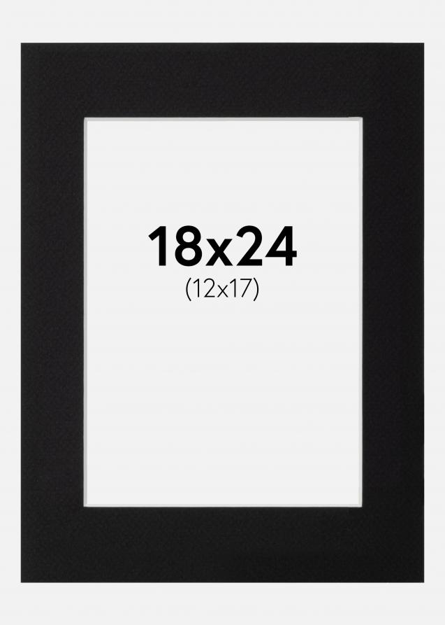 Passepartout Svart Standard (Vit kärna) 18x24 cm (12x17)