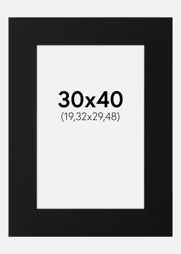 Passepartout Svart (Vit kärna) 30x40 cm (19,32x29,48)