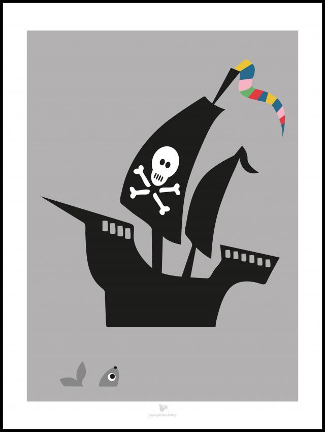 Ship - grey Poster