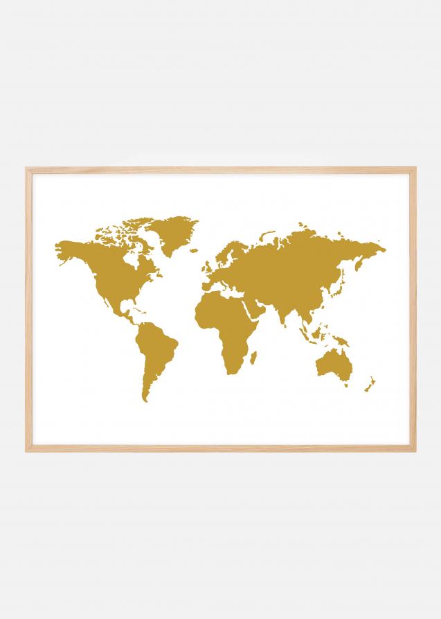 Världskarta Guld Poster