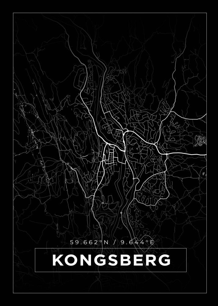 Karta - Kongsberg - Svart Poster