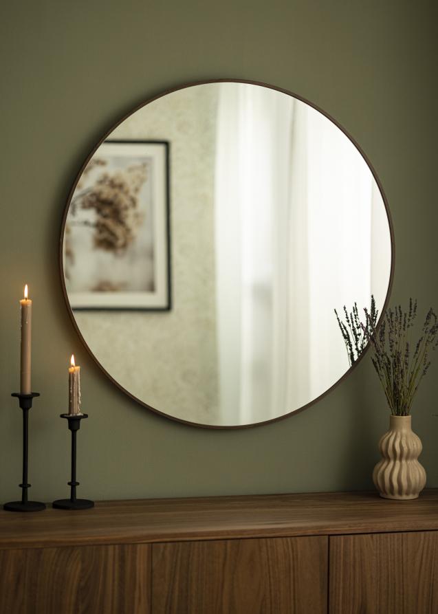 Spegel Modern Valnöt 80 cm Ø