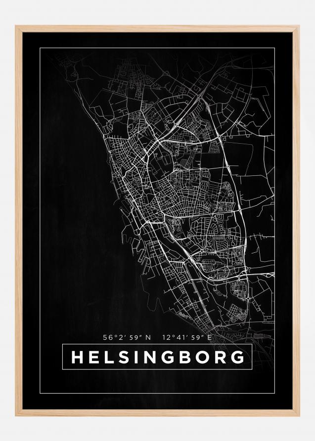 Karta - Helsingborg - Svart Poster