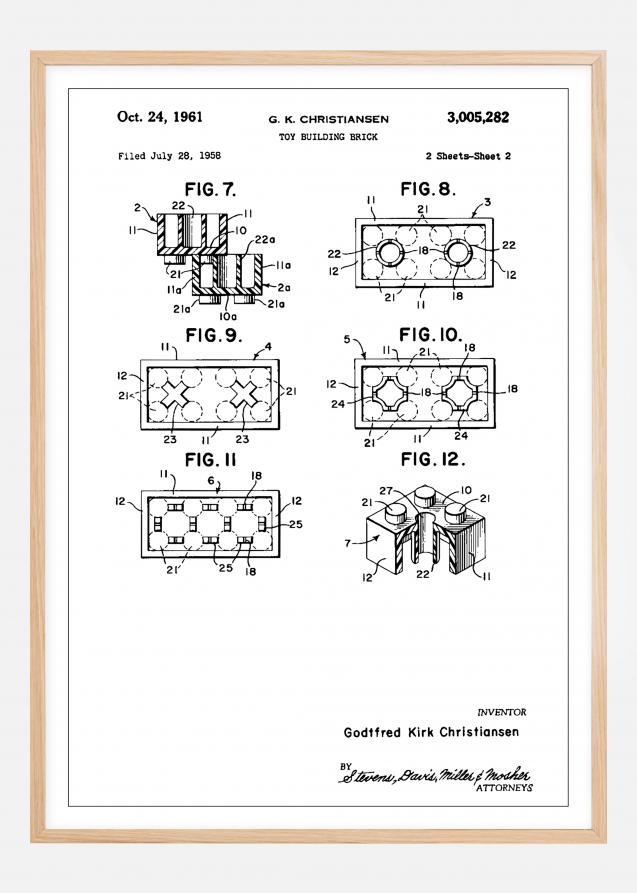 Patent Print - Lego Block II - White Poster