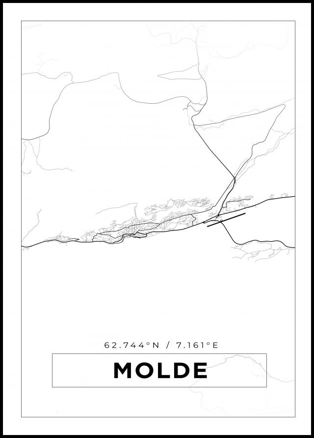 Karta - Molde - Vit Poster