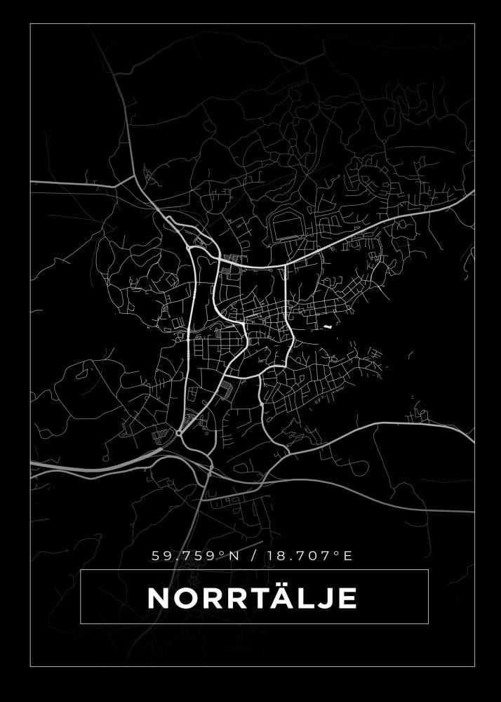 Karta - Norrtlje - Svart Poster