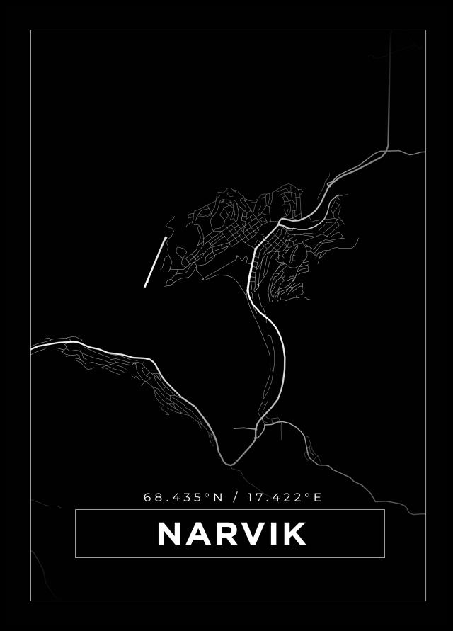 Karta - Narvik - Svart Poster