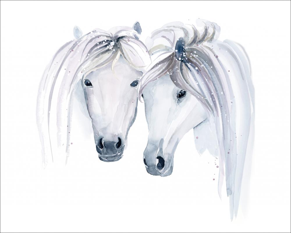 Horses In Watercolor Poster