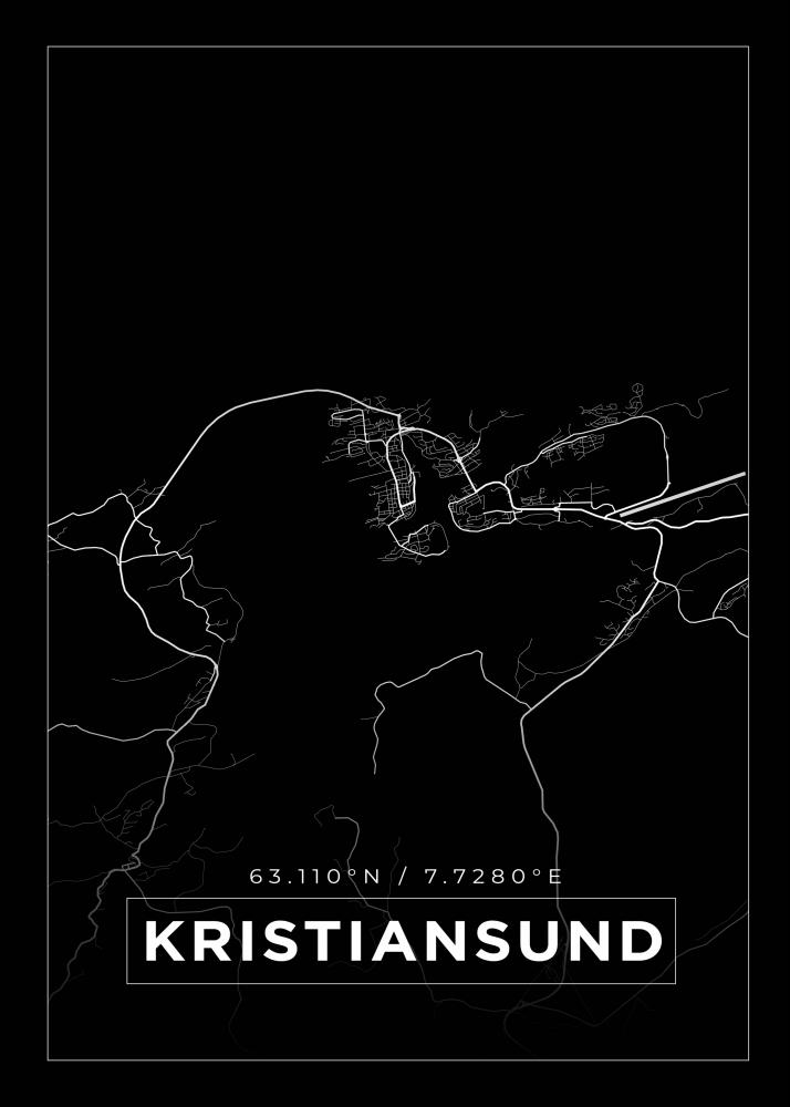 Karta - Kristiansund - Svart Poster