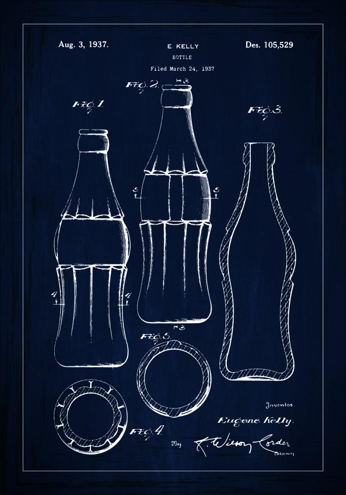 Patentritning - Coca Cola-flaska - Bl Poster