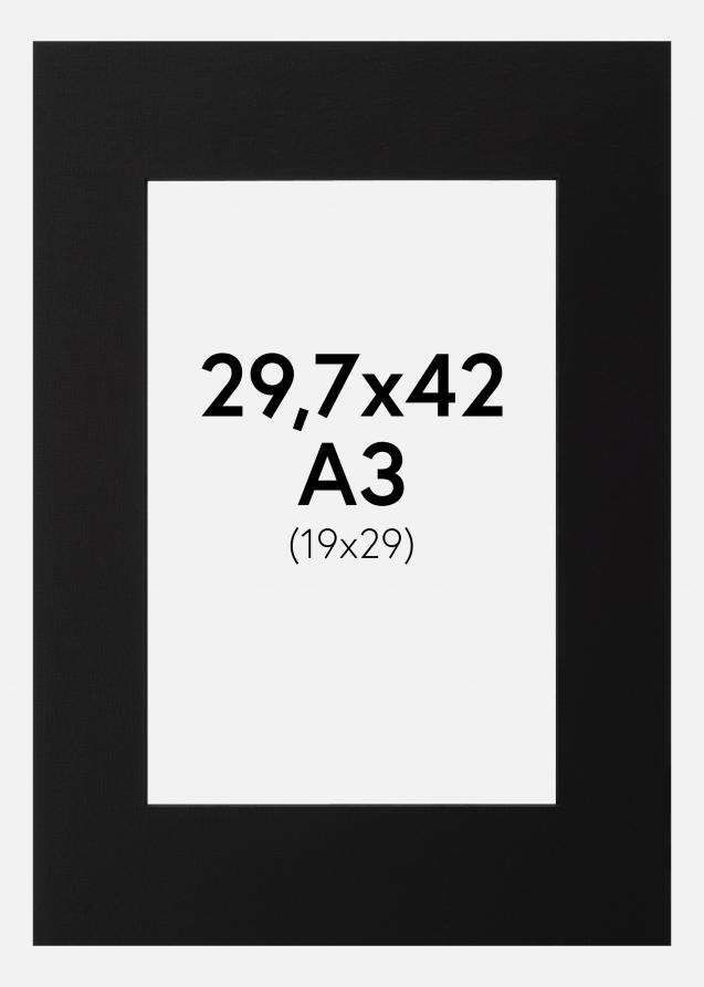 Passepartout Svart (Svart kärna) 29,7x42 cm (A3) (19x29)