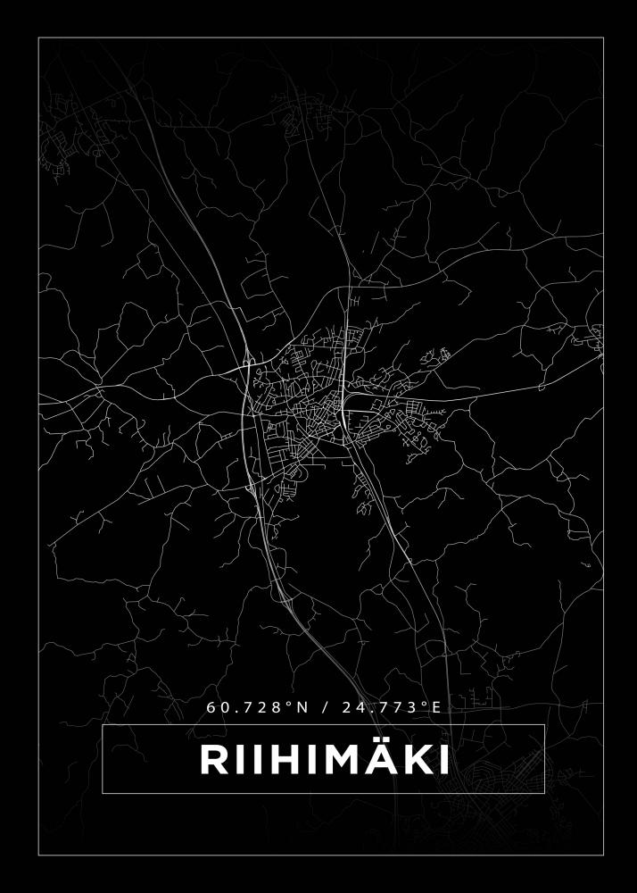 Karta - Riihimki - Svart Poster