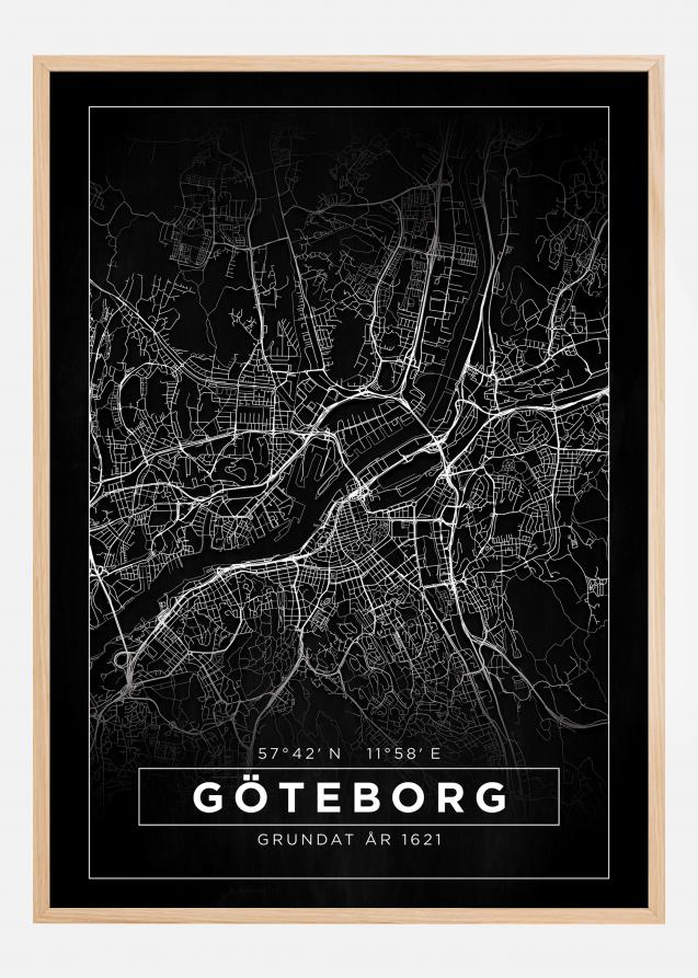 Karta - Göteborg - Svart Poster