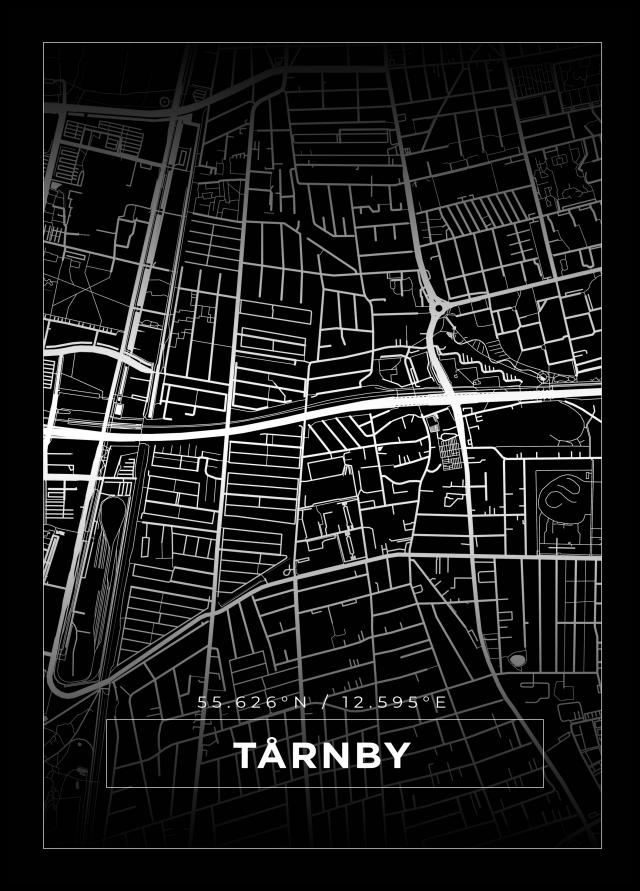 Karta - Tårnby - Svart Poster
