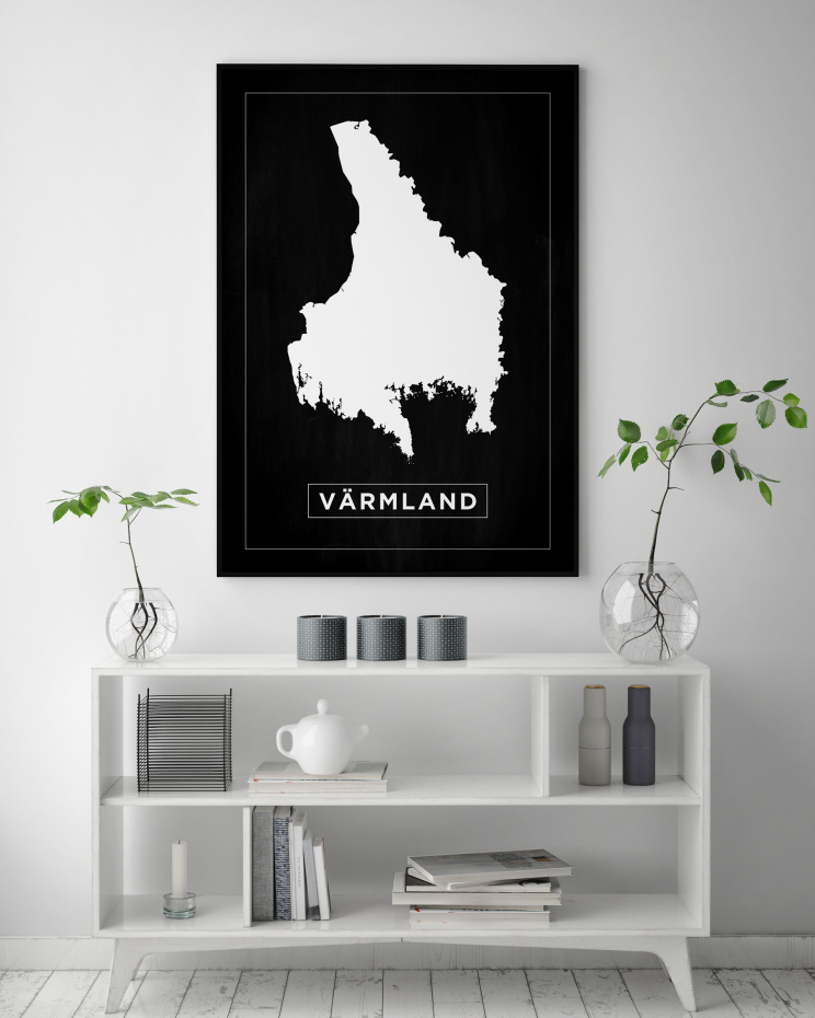 Karta - Vrmland - Svart Poster