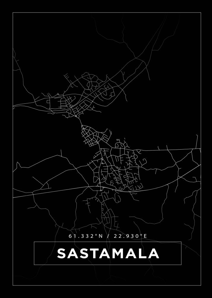 Karta - Sastamala - Svart Poster