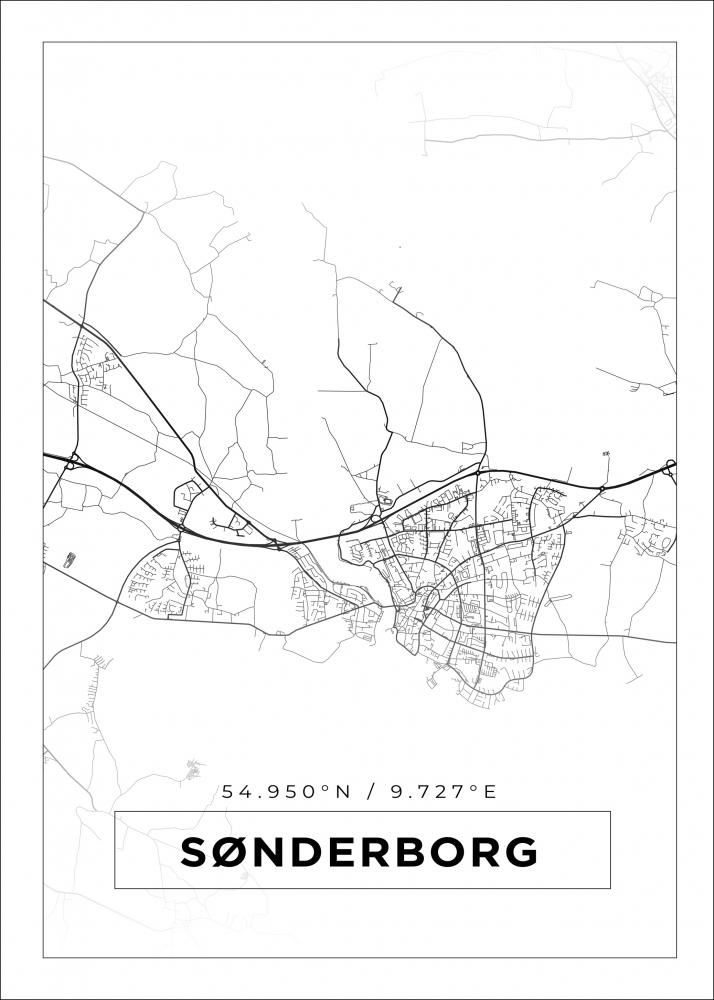 Karta - Snderborg - Vit Poster