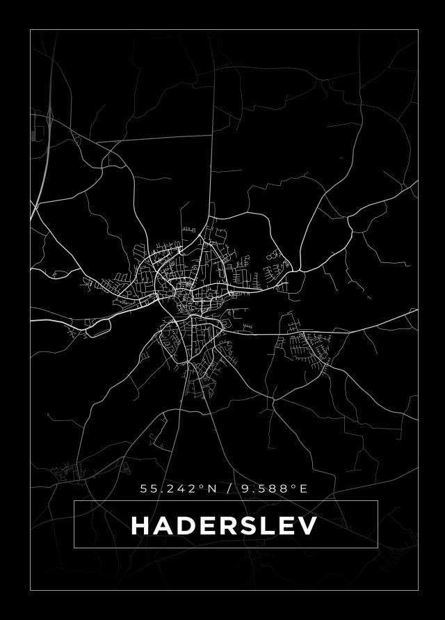 Karta - Haderslev - Svart Poster