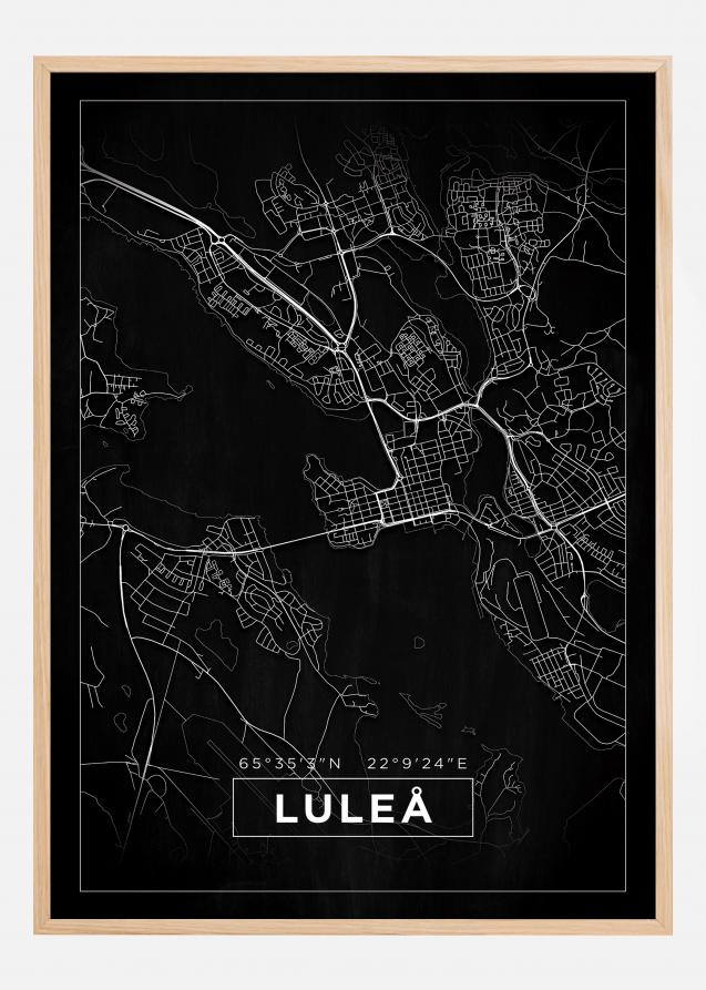 Karta - Luleå - Svart Poster