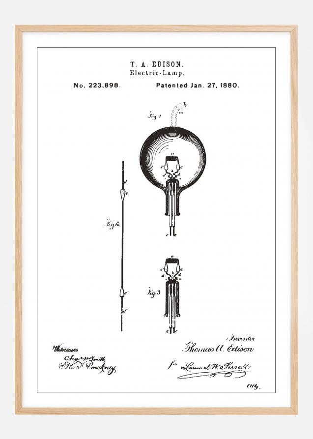 Patentritning - Glödlampa B - Vit Poster