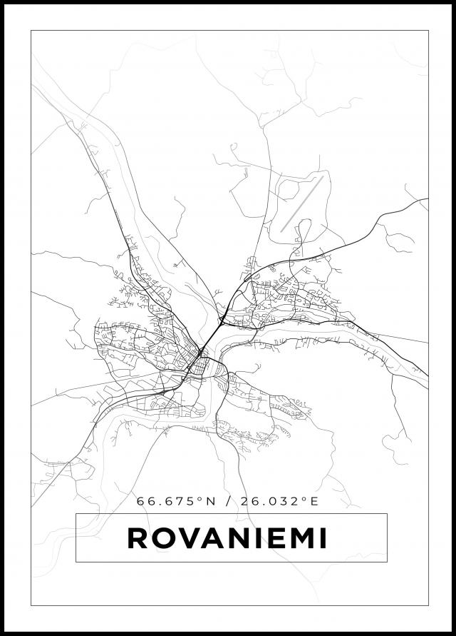 Karta - Rovaniemi - Vit Poster