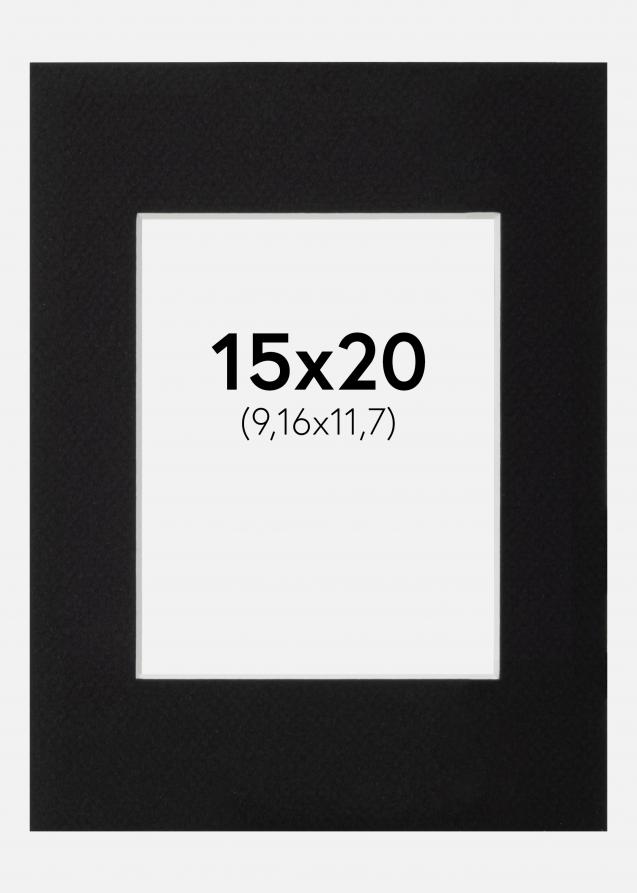 Passepartout Svart Standard (Vit kärna) 15x20 cm (9,16x11,7)