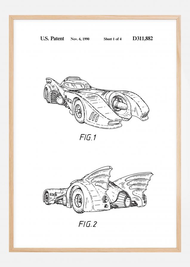 Patentritning - Batman - Batmobile 1990 I Poster