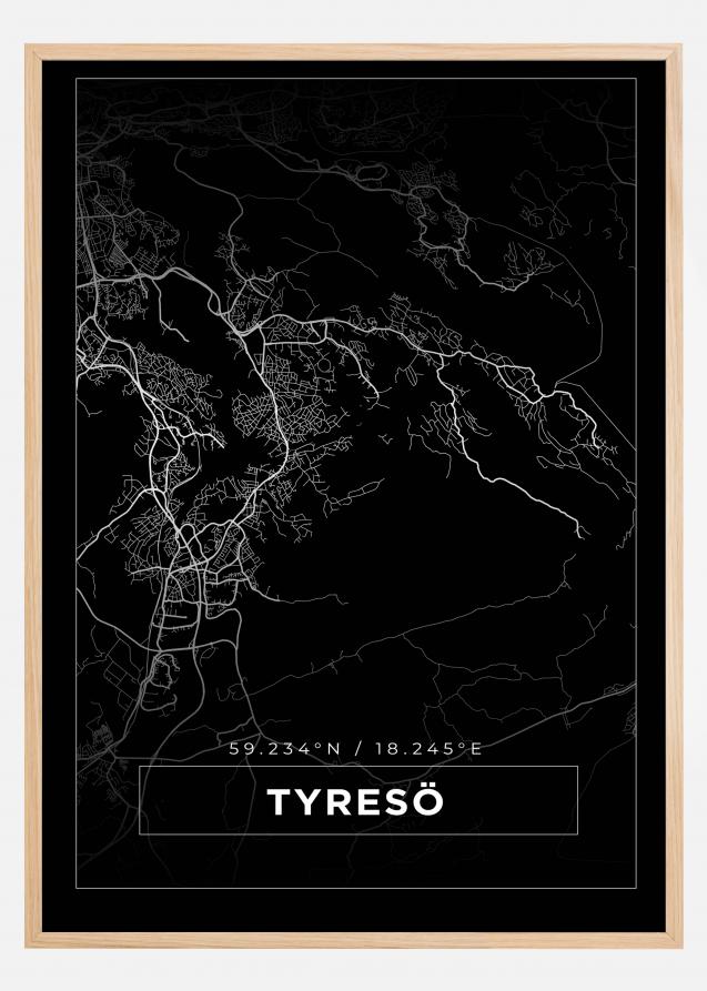 Karta - Tyresö - Svart Poster