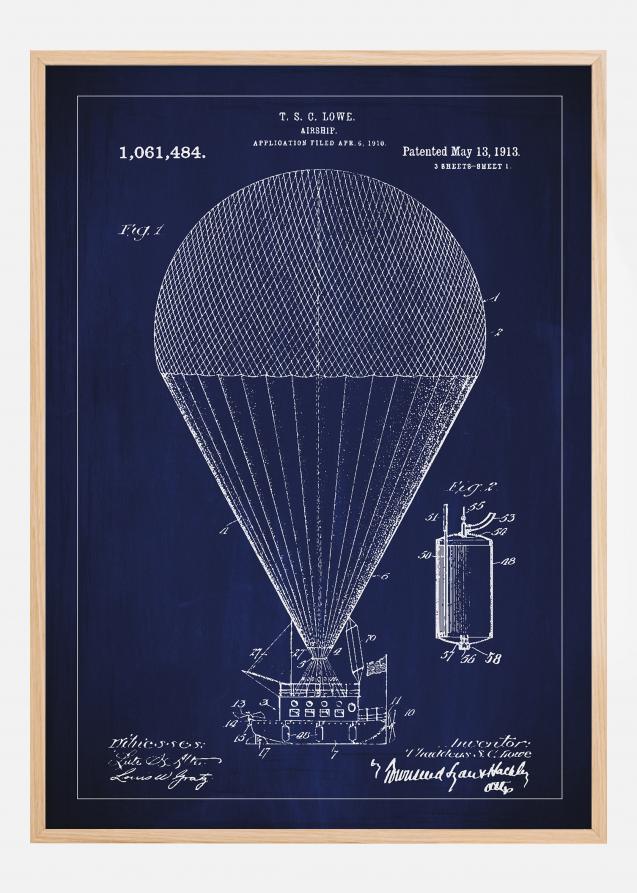 Patentritning - Luftskepp - Blå Poster