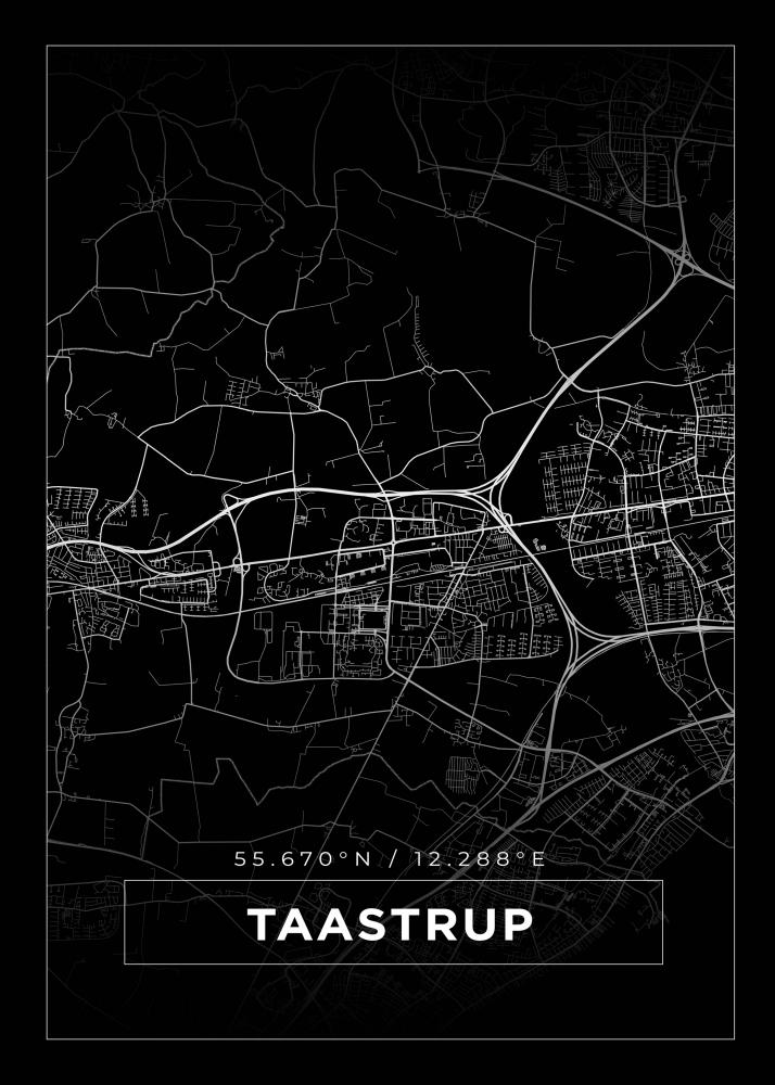 Karta - Taastrup - Svart Poster