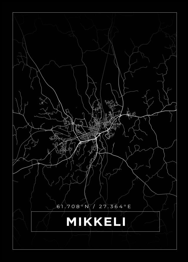 Karta - Mikkeli - Svart Poster