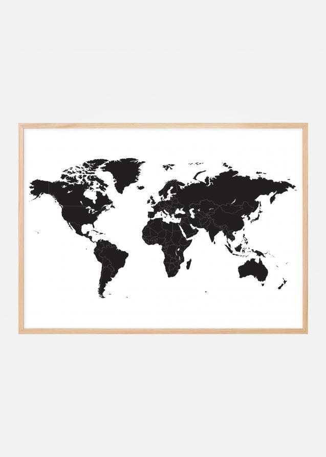 Världskarta - Svart Poster