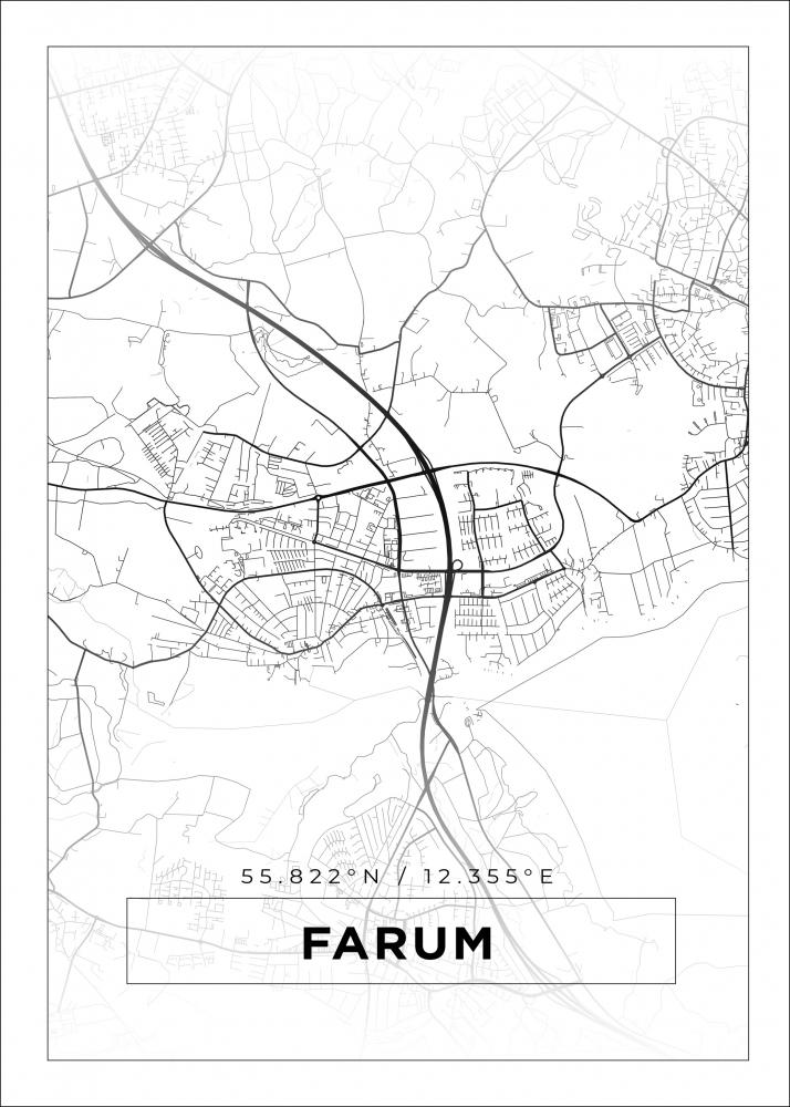 Karta - Farum - Vit Poster