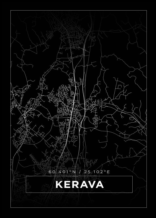 Karta - Kerava - Svart Poster