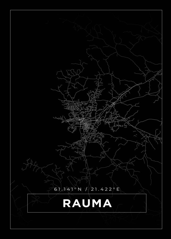 Karta - Rauma - Svart Poster