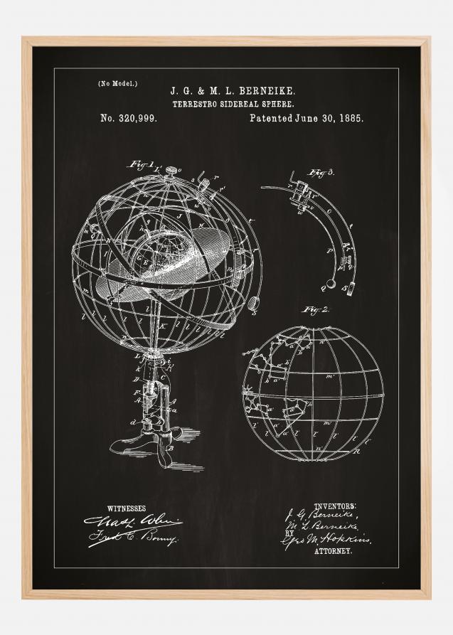 Patentritning - Astronomisk modell - Svart Poster