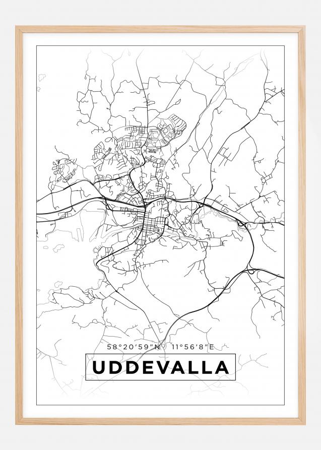 Karta - Uddevalla - Vit Poster