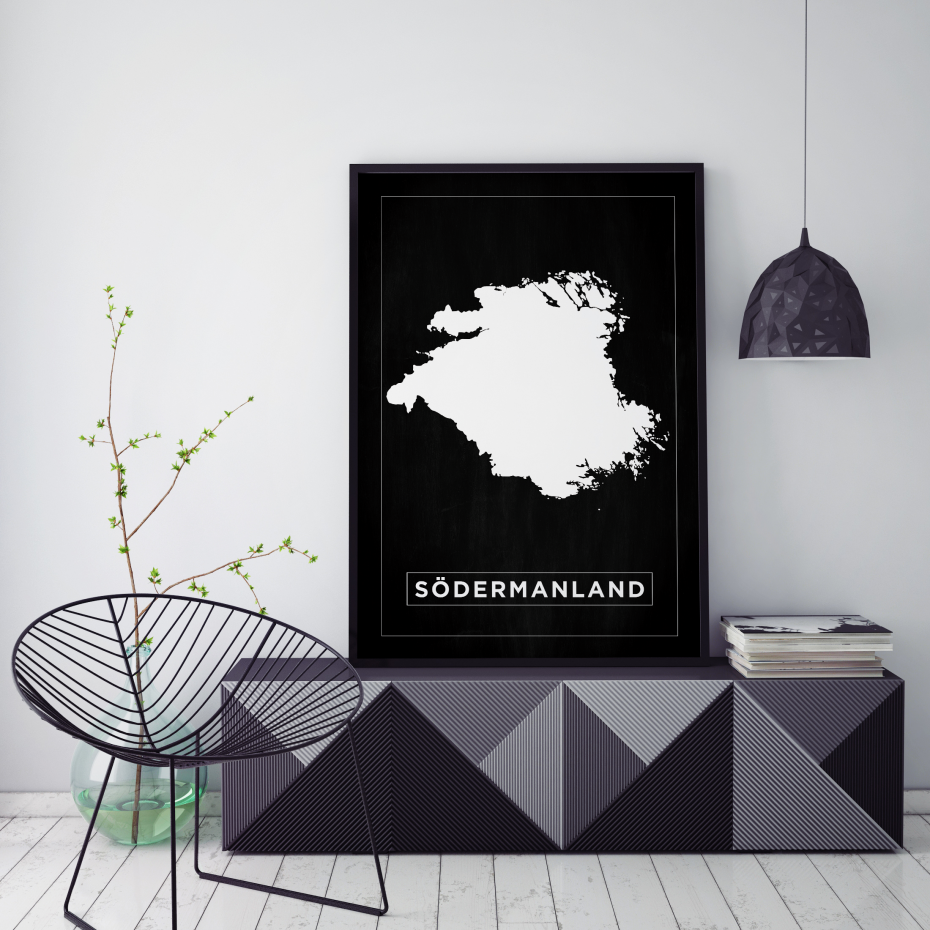 Karta - Sdermanland - Svart Poster