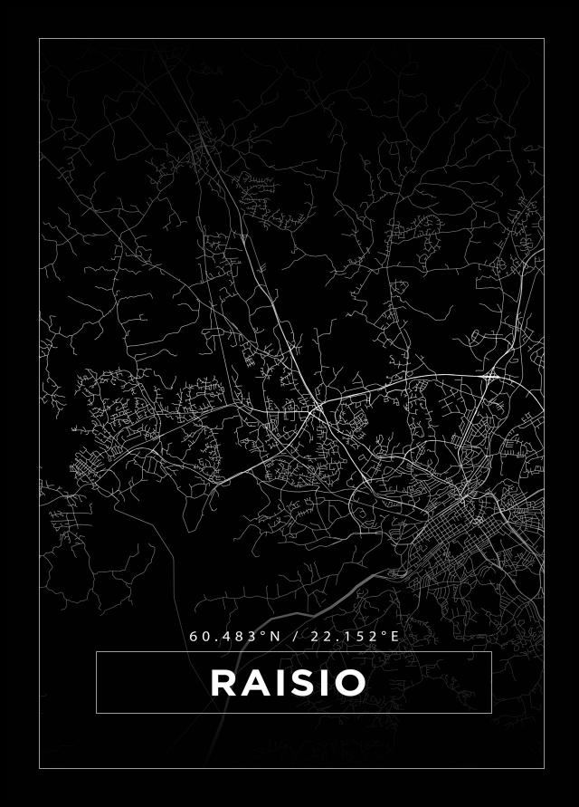 Karta - Raisio - Svart Poster