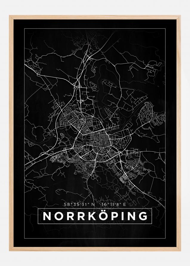 Karta - Norrköping - Svart Poster